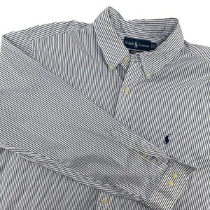 Ralph Lauren Mens Classic Fit Striped Long Sleeve Button Down Shirt